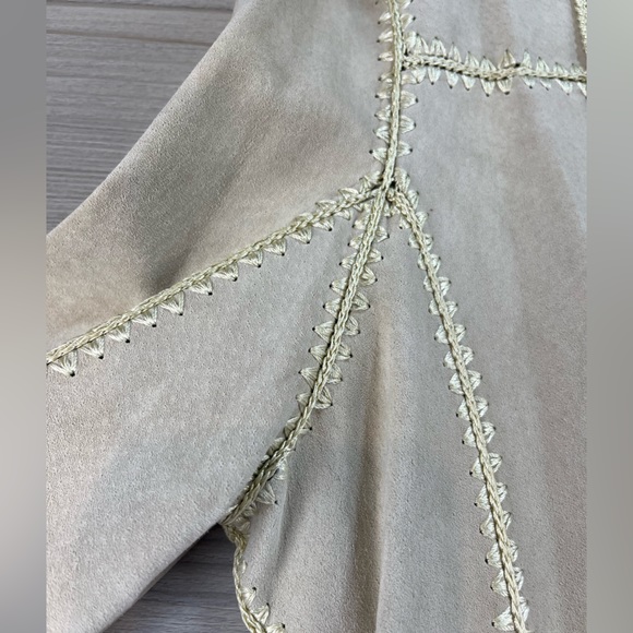 Adrienne Landau 100% Suede Paneled Jacket with Crochet Trim Detail Size L - Picture 6 of 10